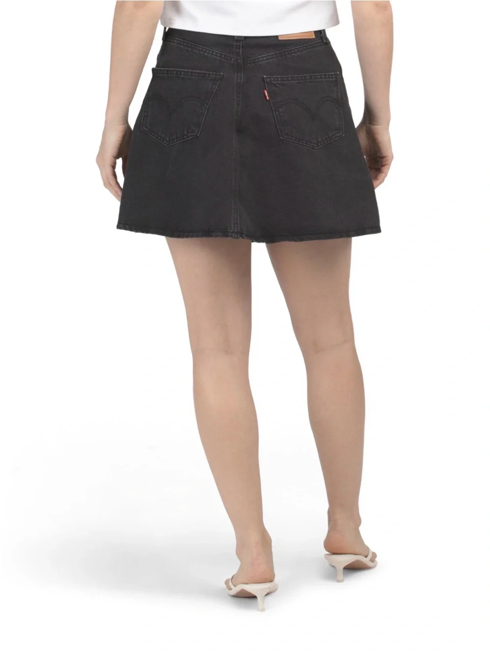 Levi’s Premium A-Line Mini Flounce Skirt Black Size 25 Denim A87250003 NWT - Picture 4 of 9